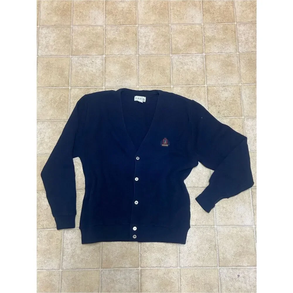 IZOD Navy Blue Cardigan Sweater Men’s Size L